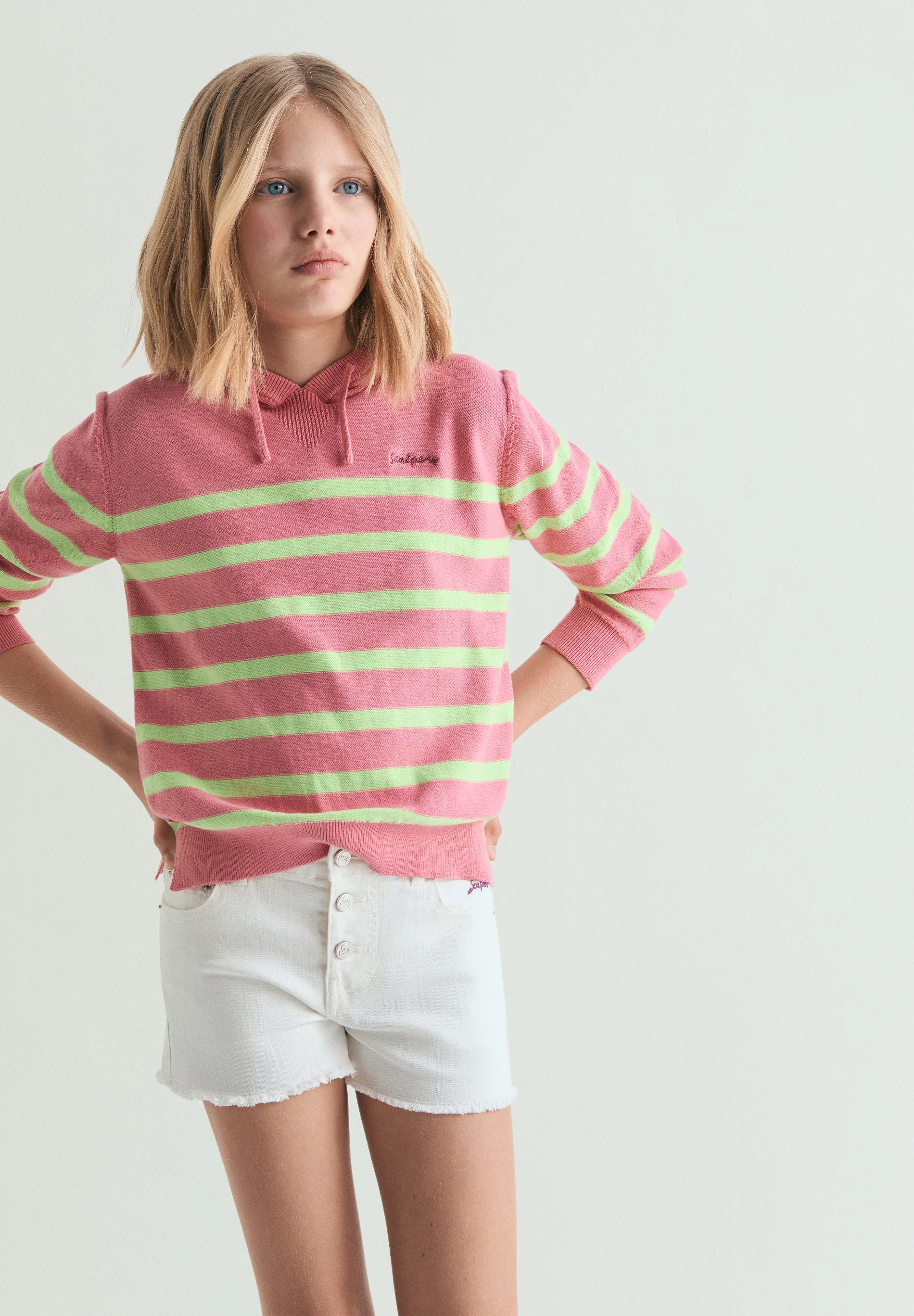 SUDADERA TRICOT RAYAS CON CAPUCHA
