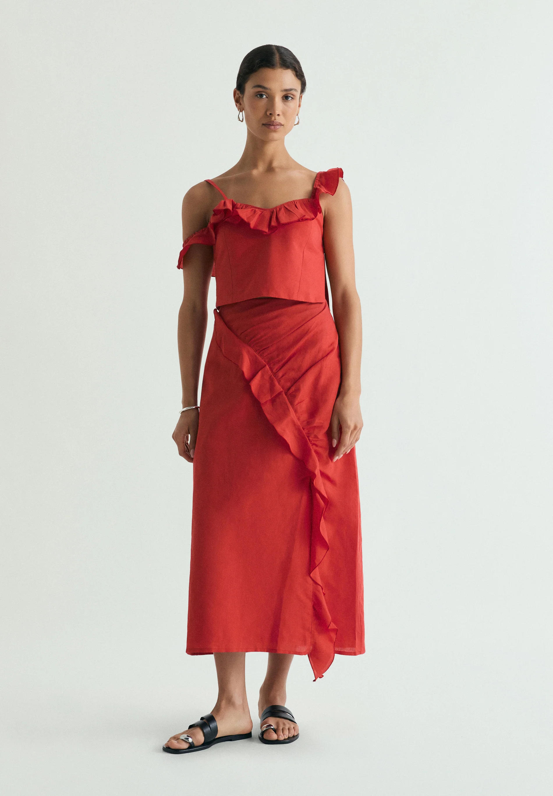 FALDA MIDI VOLANTE