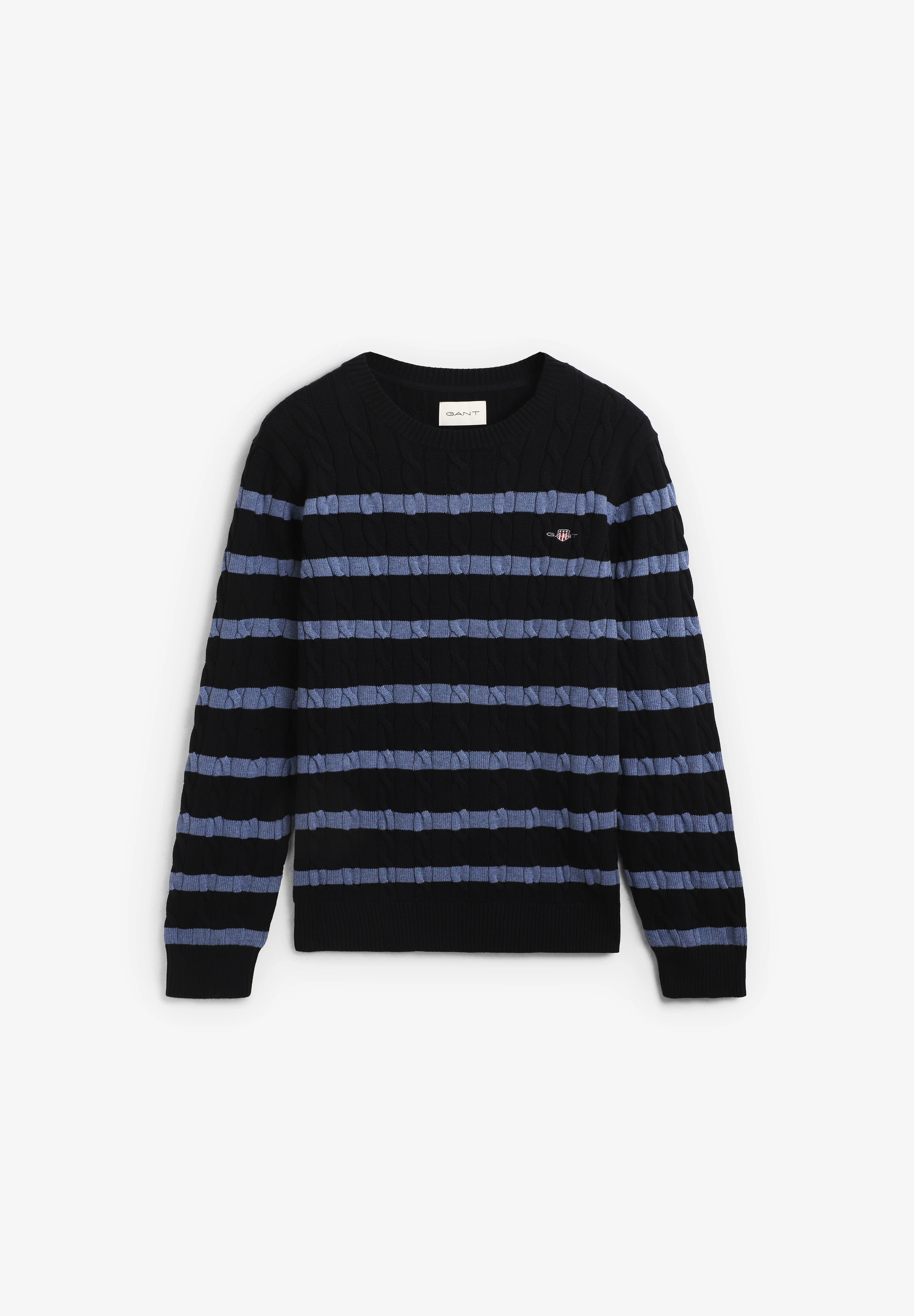 GANT | JERSEY STRIPED COTTON CABLE C-NECK
