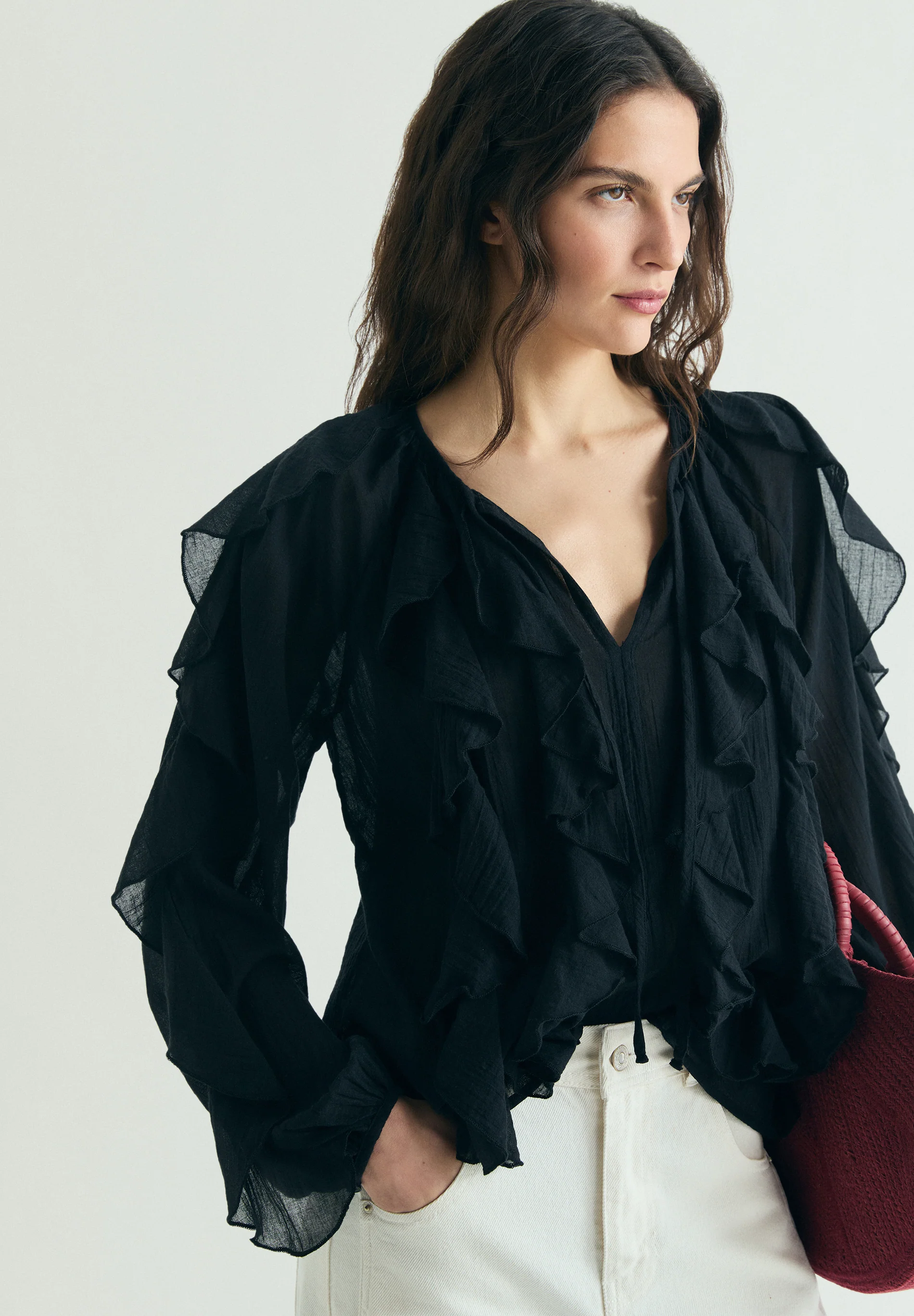 BLUSA ALGODÓN VOLANTES