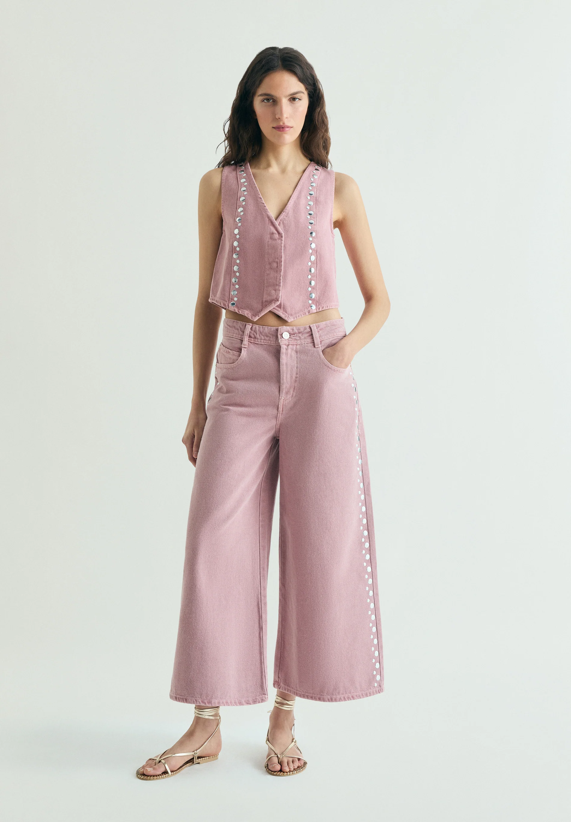 JEANS CULOTTE STUDS