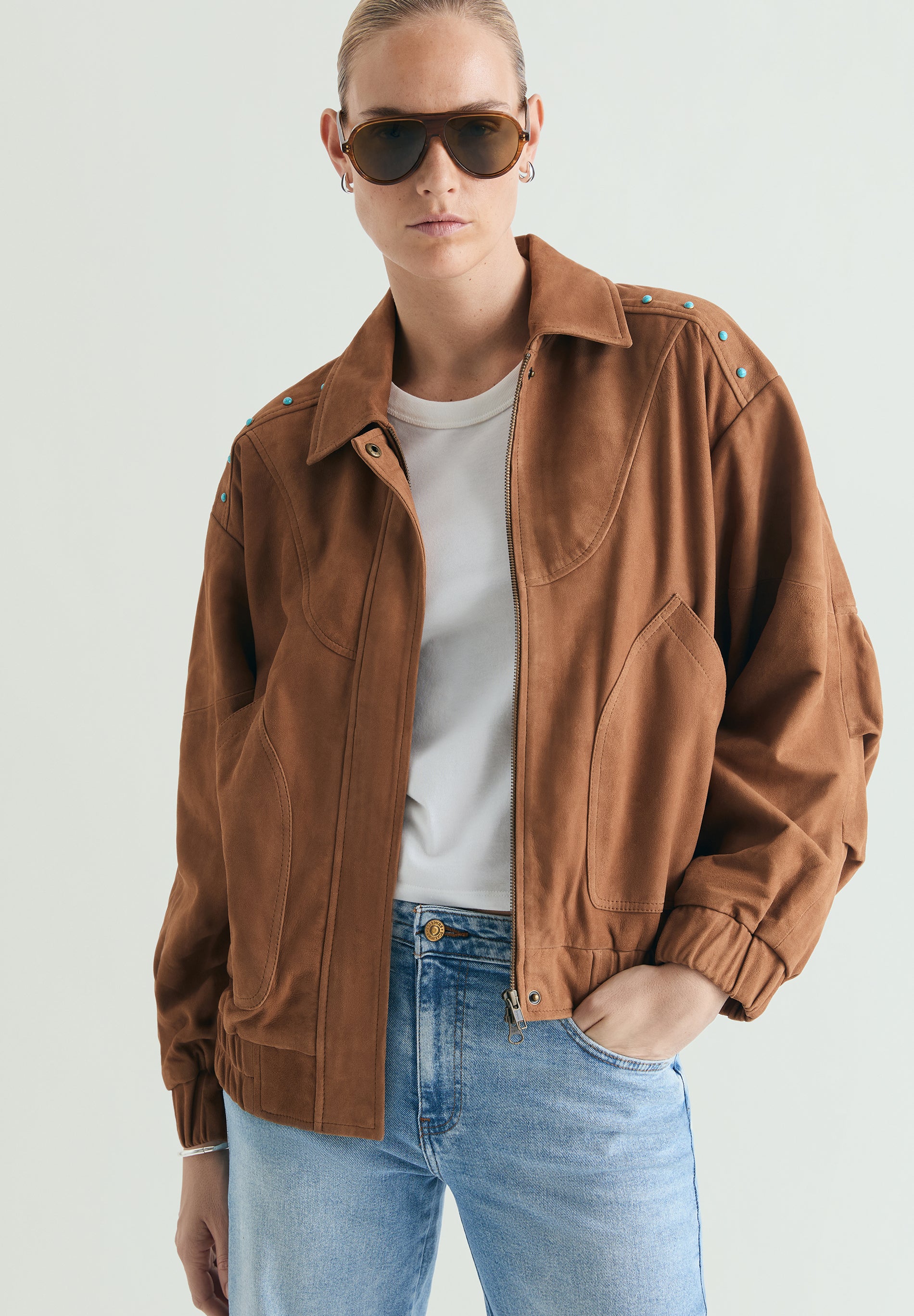CHAQUETA BOMBER ANTE STUDS